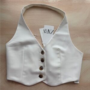 Zara Ivory Buttoned Vest